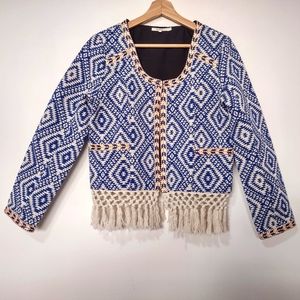 Tularosa Blue and Cream Patterned Jacket